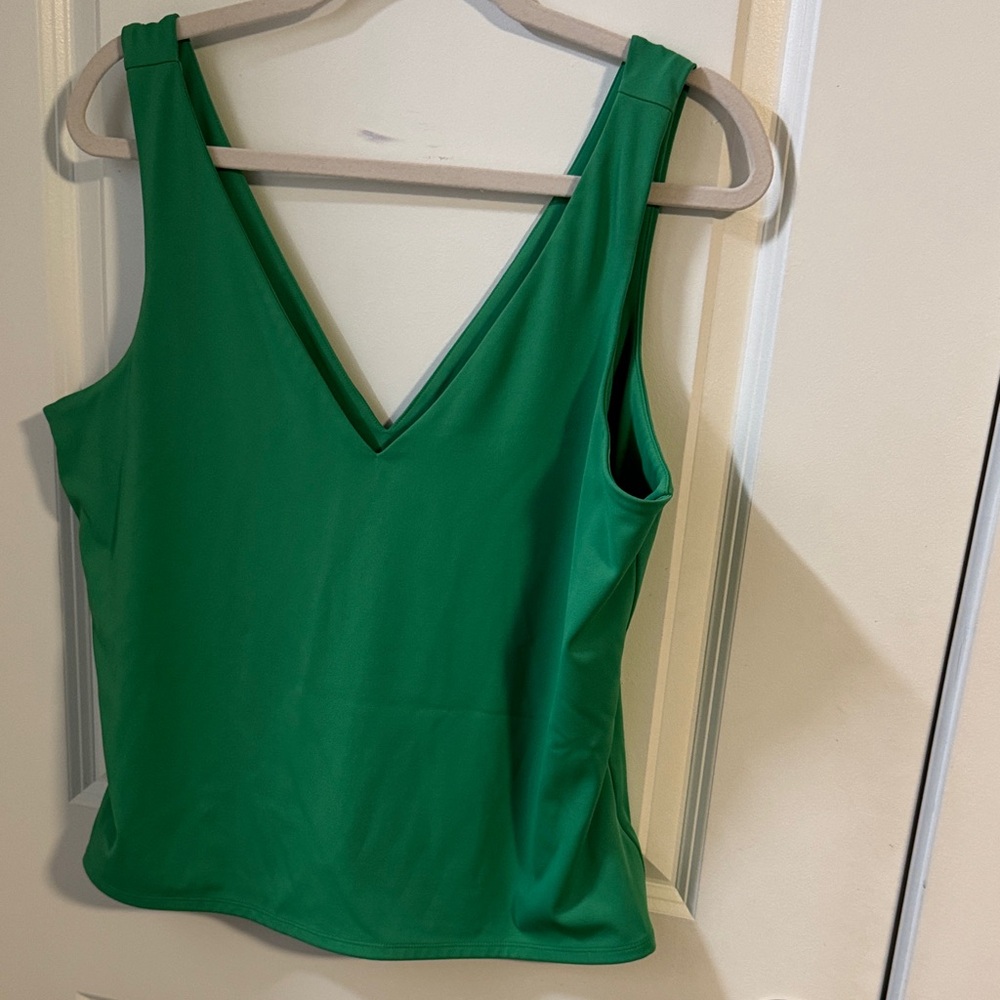 Express Green V-Neck Sleeveless Top
